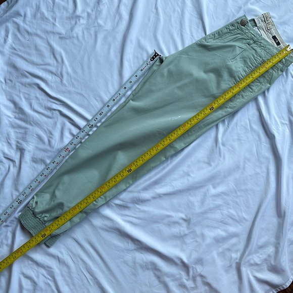 ZARA Premium Denim Wash Sage Green Joggers Ankle Cuffs Size 2 Fit Larger Chino - Picture 11 of 17